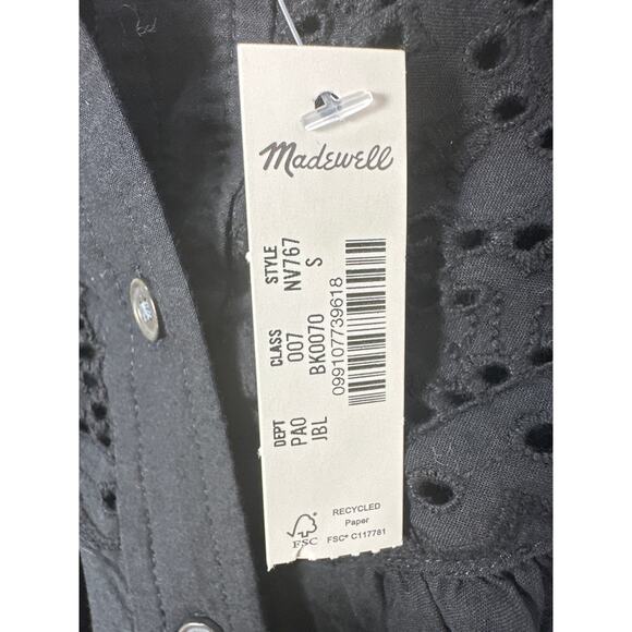 Madewell NWT Women’s Embroidered Shirred Henley Top Size Small - Picture 5 of 6